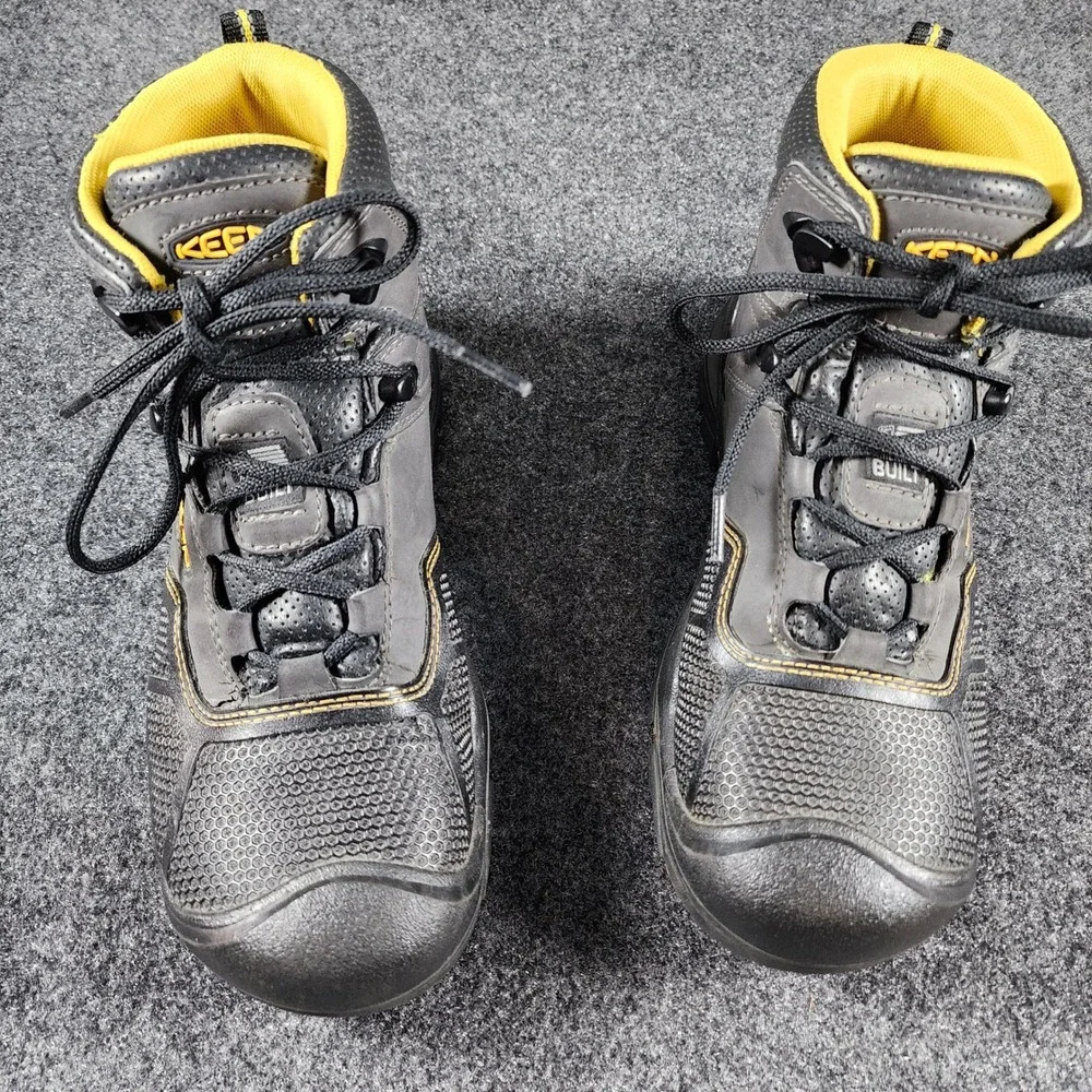 Keen Logandale Utility Work Boots Steel Toe Mens 8.5D Black Gray Waterproof